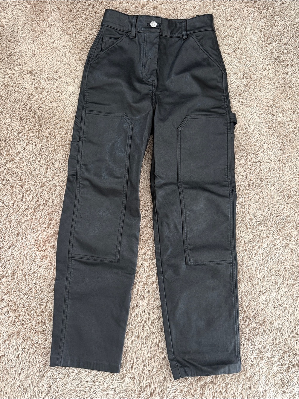 EXC Wilfred Black Leather Cargo Utility Pants Sz 00